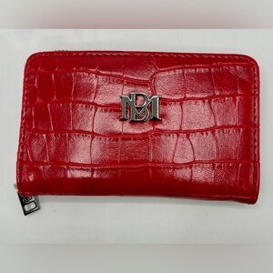 New Badgley Mischka Small Red Croc-Embossed Wallet